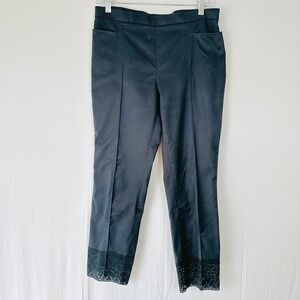 Akris Punto Black Lace Cuff Cropped Pants Womens 10 Career Business Feminine